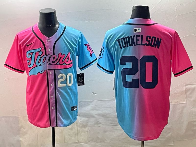 Men 2025 Detroit Tigers #20 Torkelson Blue pink Game Nike MLB Jersey style 04->detroit tigers->MLB Jersey